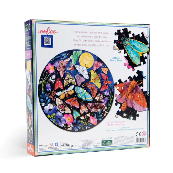 Moths 500 Piece Round Puzzle