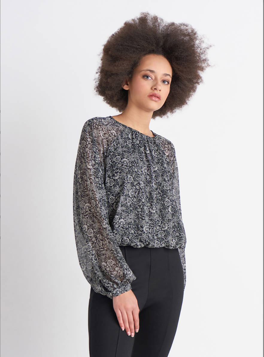 Dex Elastic Waist Long Sleeve Top