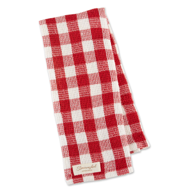 Design Imports Checker Washed Waffle DishTowel