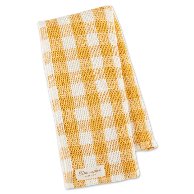 Design Imports Checker Washed Waffle DishTowel