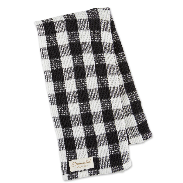 Design Imports Checker Washed Waffle DishTowel