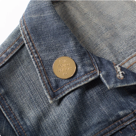 Polished colored enamel pin with butterfly clutch backing • Canvas pouch and kraft gift box included