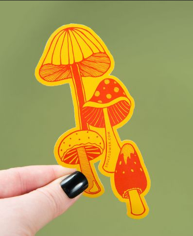 Retro Mushrooms Sticker