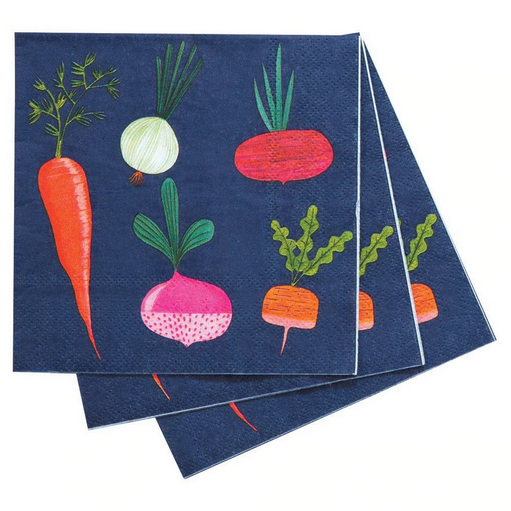 Root Veggies Blue Printed Paper Napkins