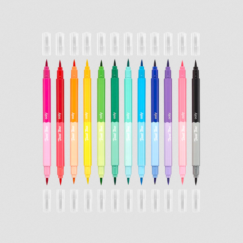 Dual Tone Double-Ended Brush Markers