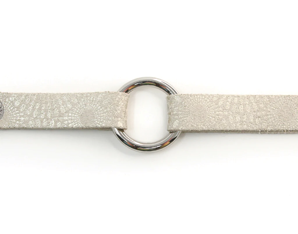 Keva Platinum Leather Starburst Cuff/Bracelet