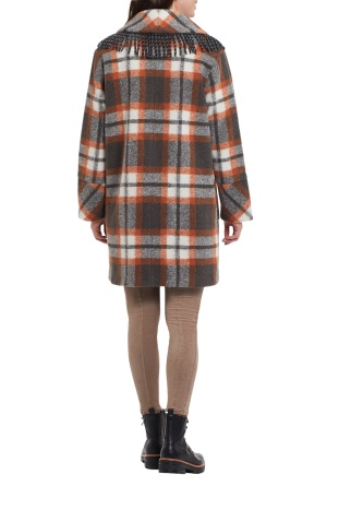Tribal Lined Coat With Fringe Detail
