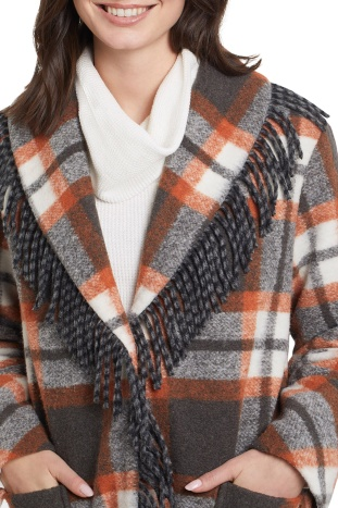 Tribal Lined Coat With Fringe Detail