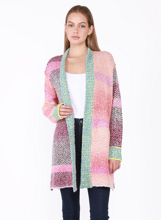 Dex Exposed Seams Patchwork Sweater Cardigan