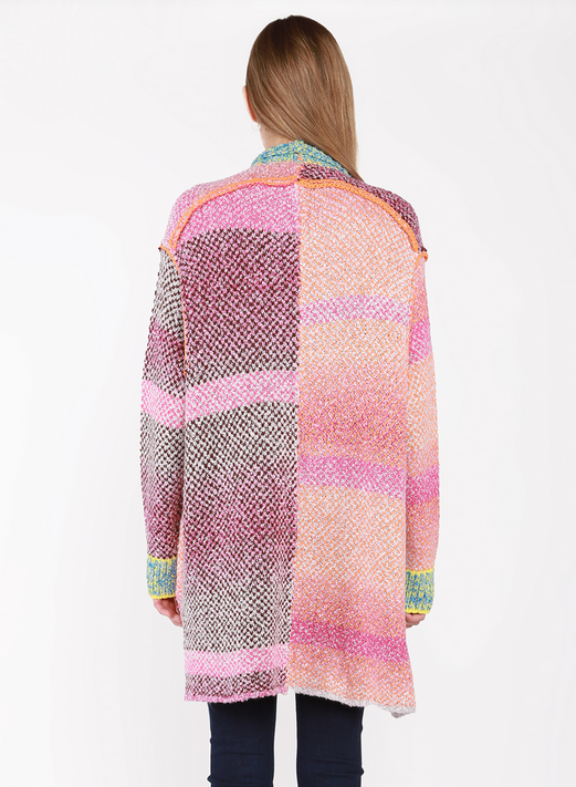 Dex Exposed Seams Patchwork Sweater Cardigan