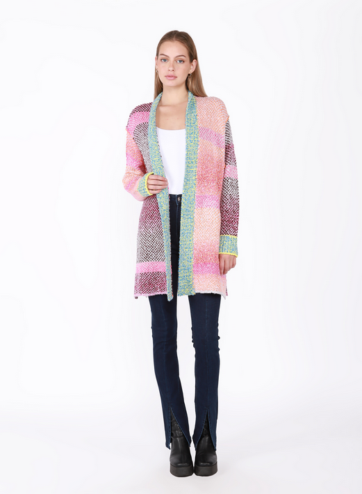 Dex Exposed Seams Patchwork Sweater Cardigan