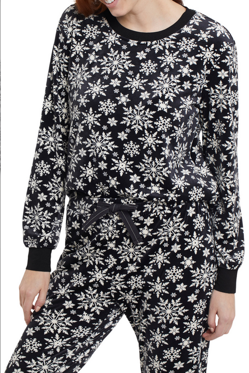 Tribal Two Piece Printed Velour Pajama Set
