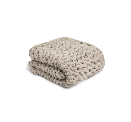Chunky Knit Throw Blanket - Taupe