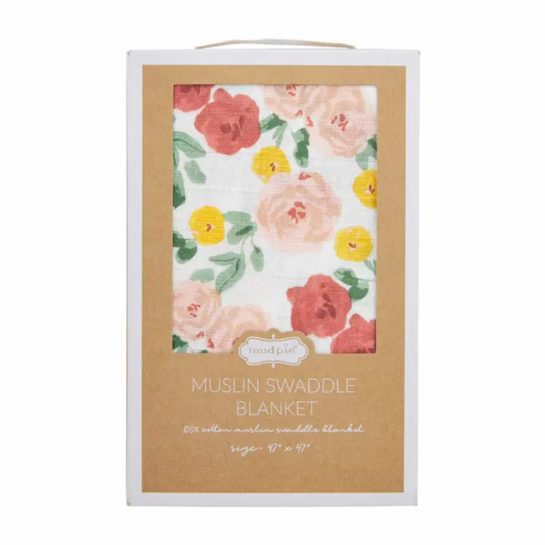 Floral Muslin Swaddle Blanket