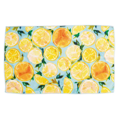 Lemon Slices Blu Kitchen Tea Towel