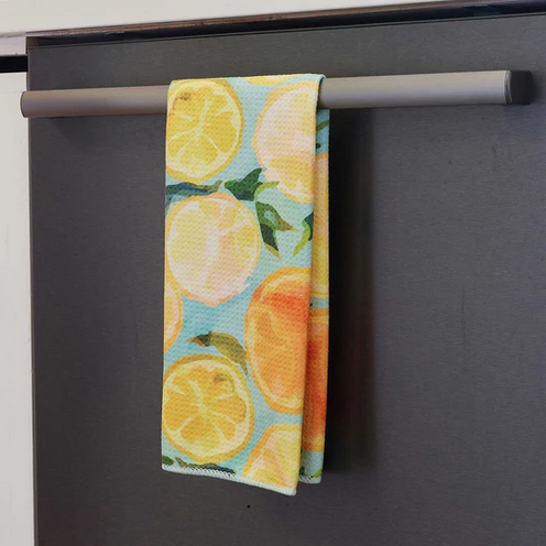 Lemon Slices Blu Kitchen Tea Towel