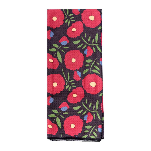 Autumnal Roses Blu Kitchen Tea Towel