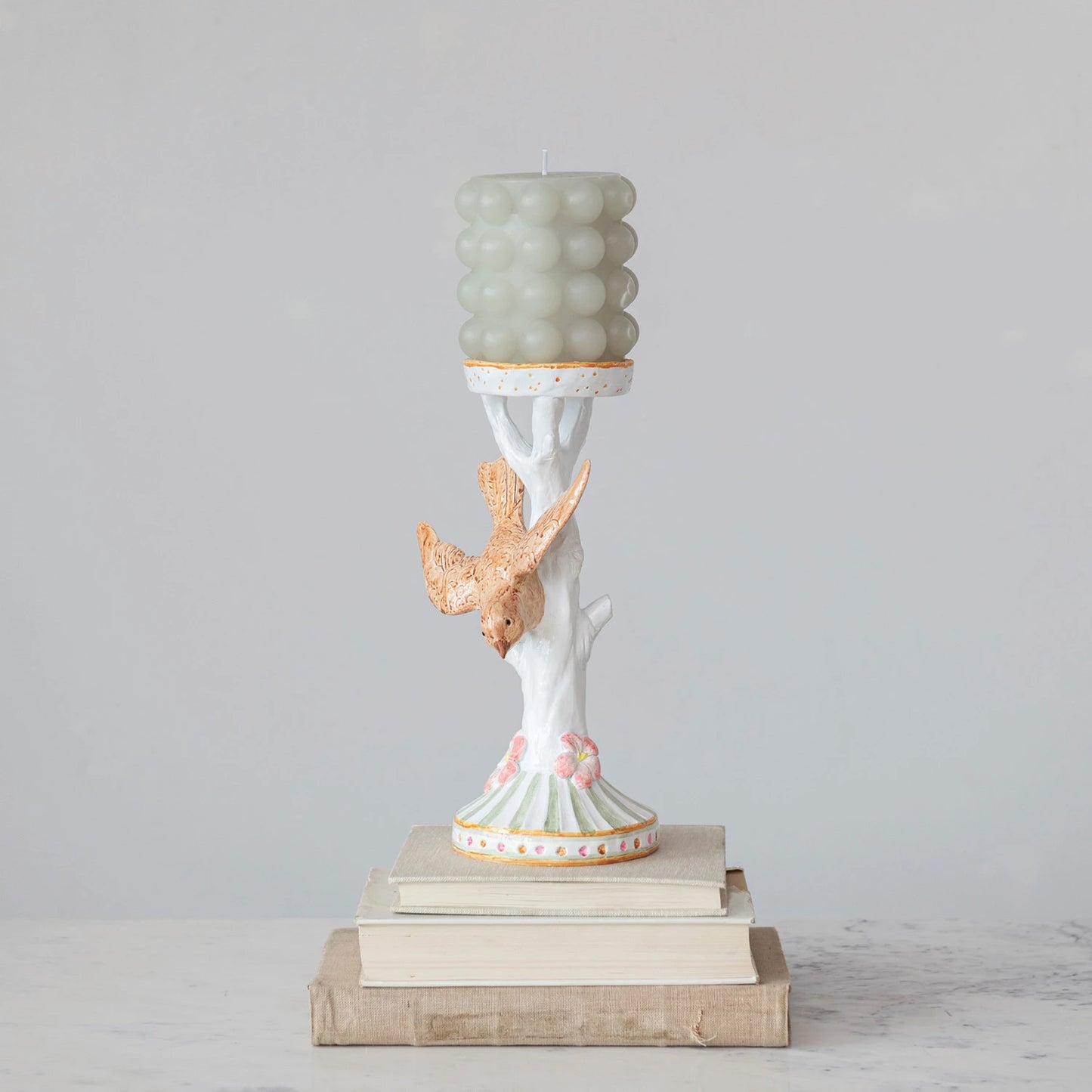 Resin Bird & Tree Pillar Holder