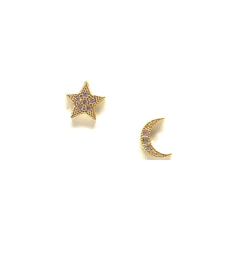 Athena Designs Micro Pave Moon & Star Stud