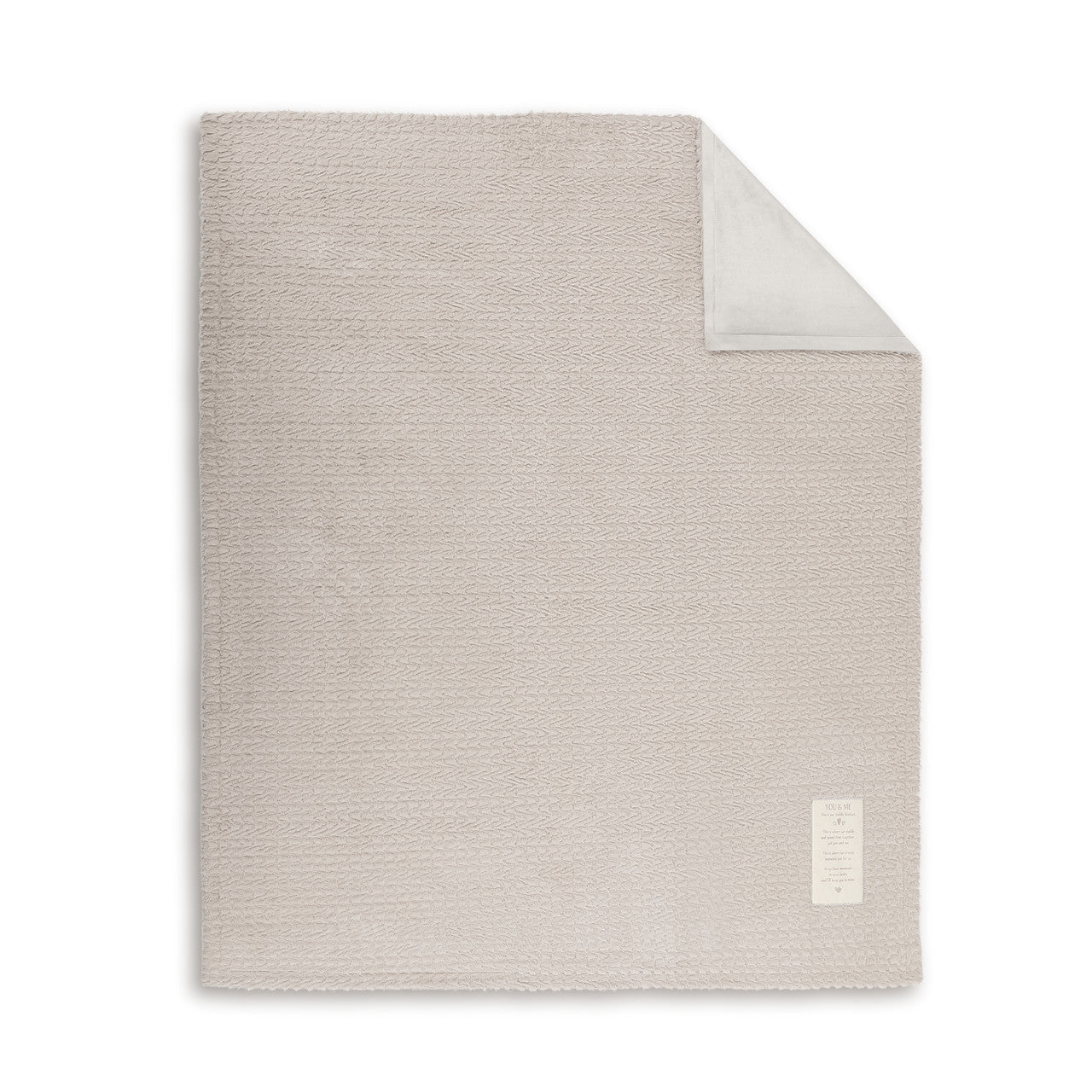 When you want to make those bonding moments with a loved one even more special, consider adding this blanket to your quiet times together. Make sharing time with a child or a partner a wonderful memory. The full-size You and Me Cuddle Blanket in taupe is a perfect piece for cuddling on the couch or sharing a bedtime story with your little one.