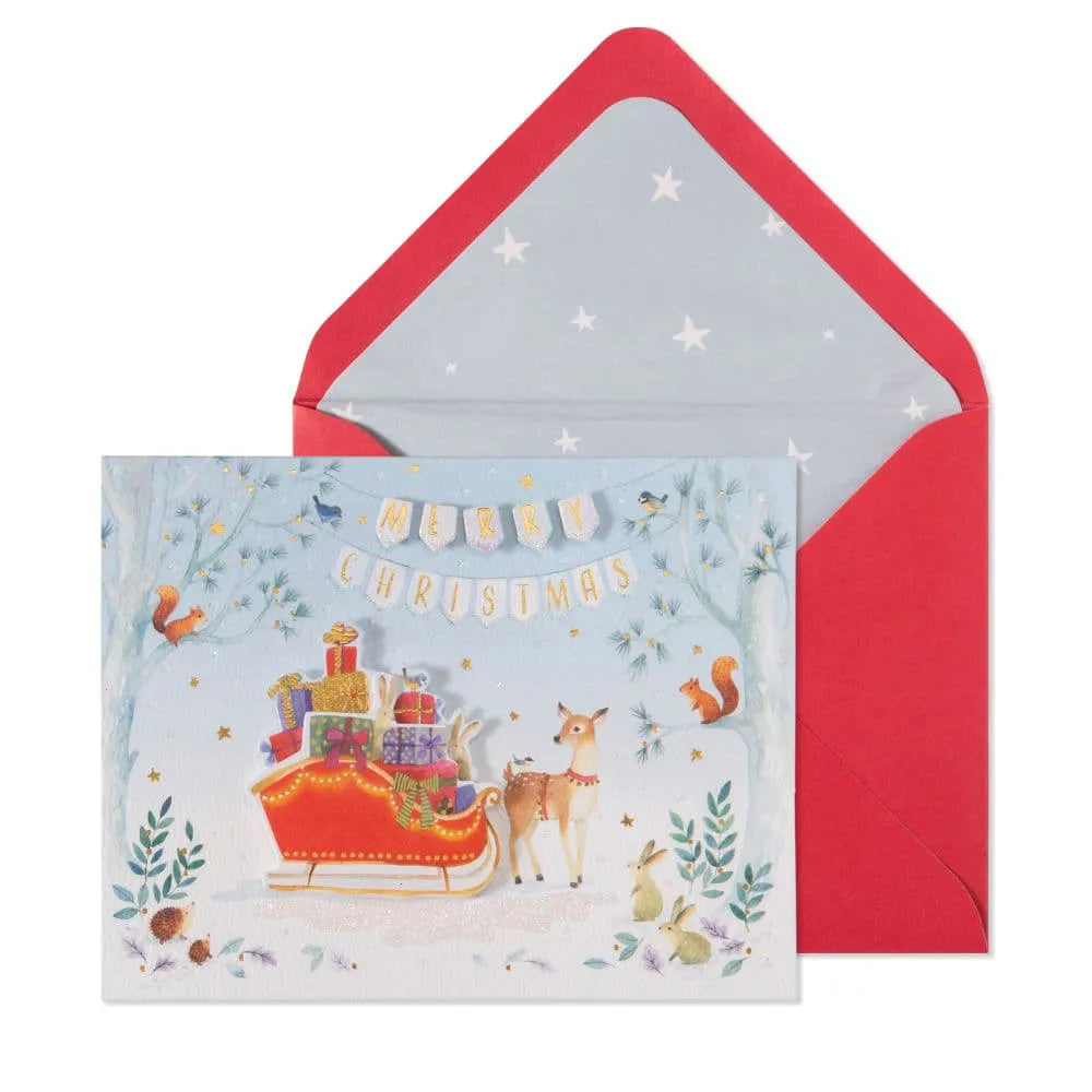 Sleigh Gifts and Deer 10 Count Boxed Christmas Cards