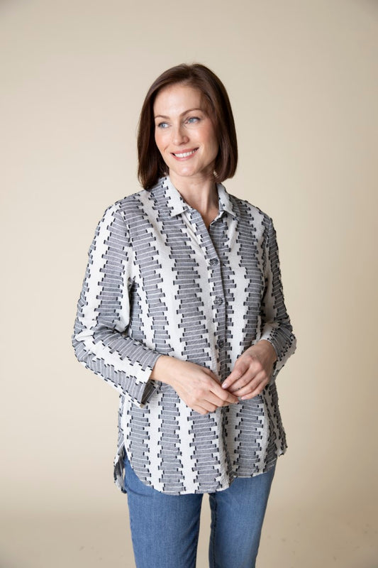 Habitat Embroidered Cotton Wrap Around Shirt