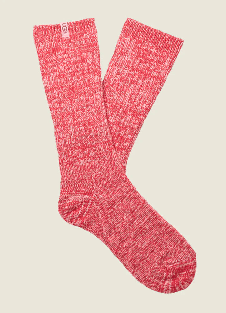 UGG Rib Knit Slouchy Crew Sock Hibiscus Pink