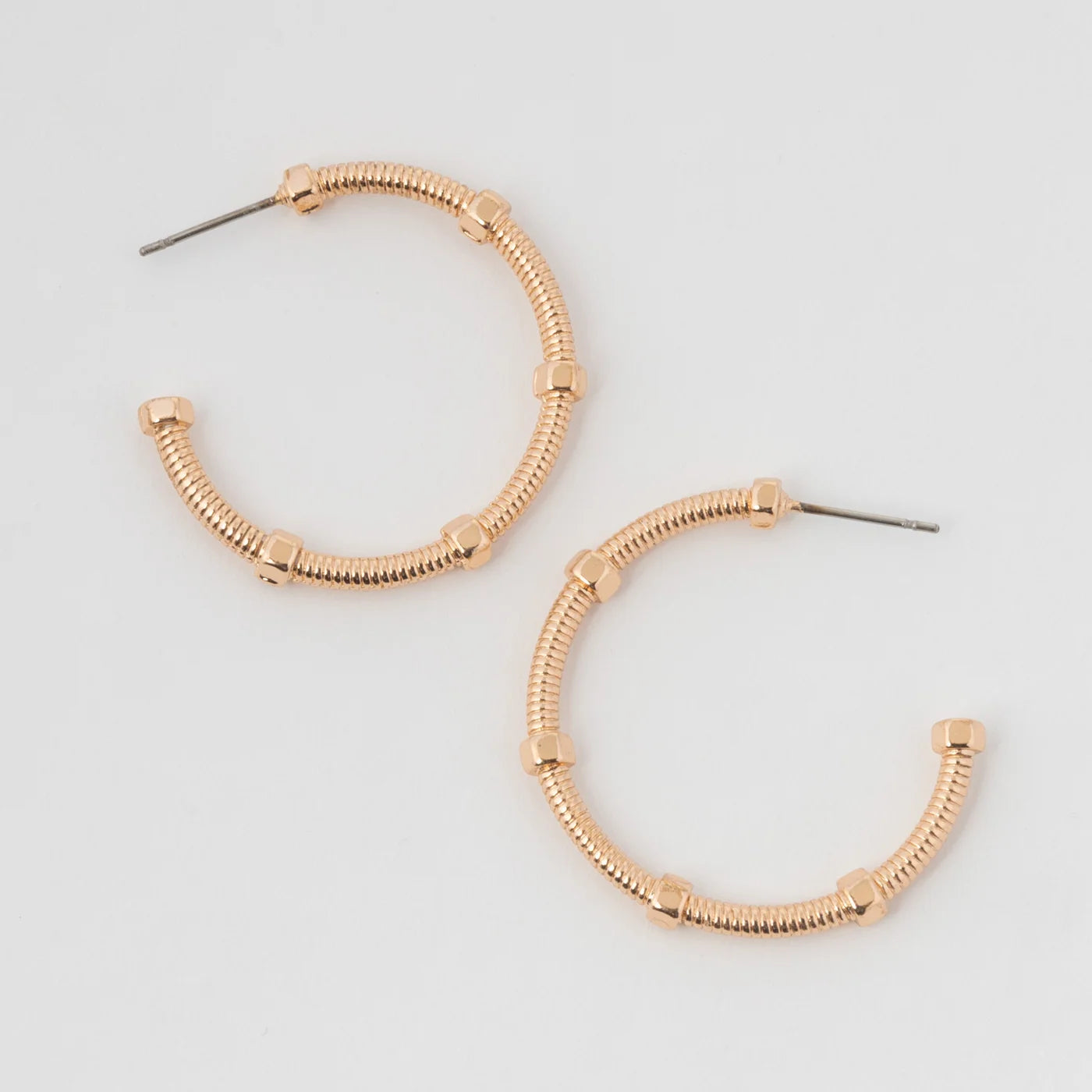 Howard's Jewelry Women's Medium Textured C Hoop Earrings