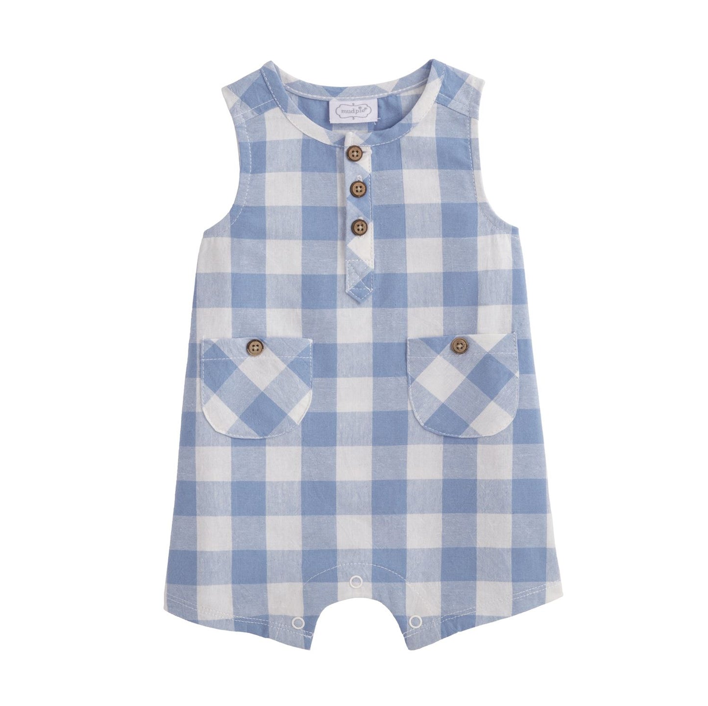 Blue & Green Checked Romper