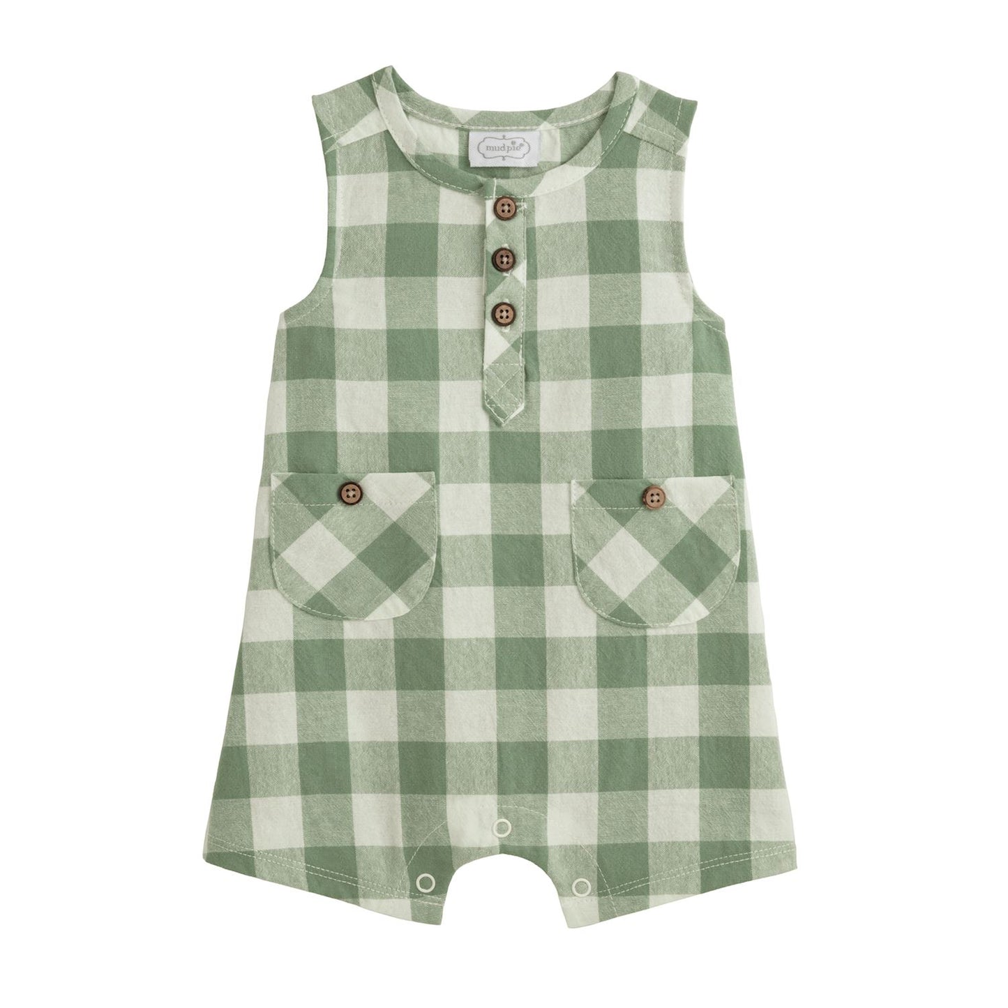 Blue & Green Checked Romper