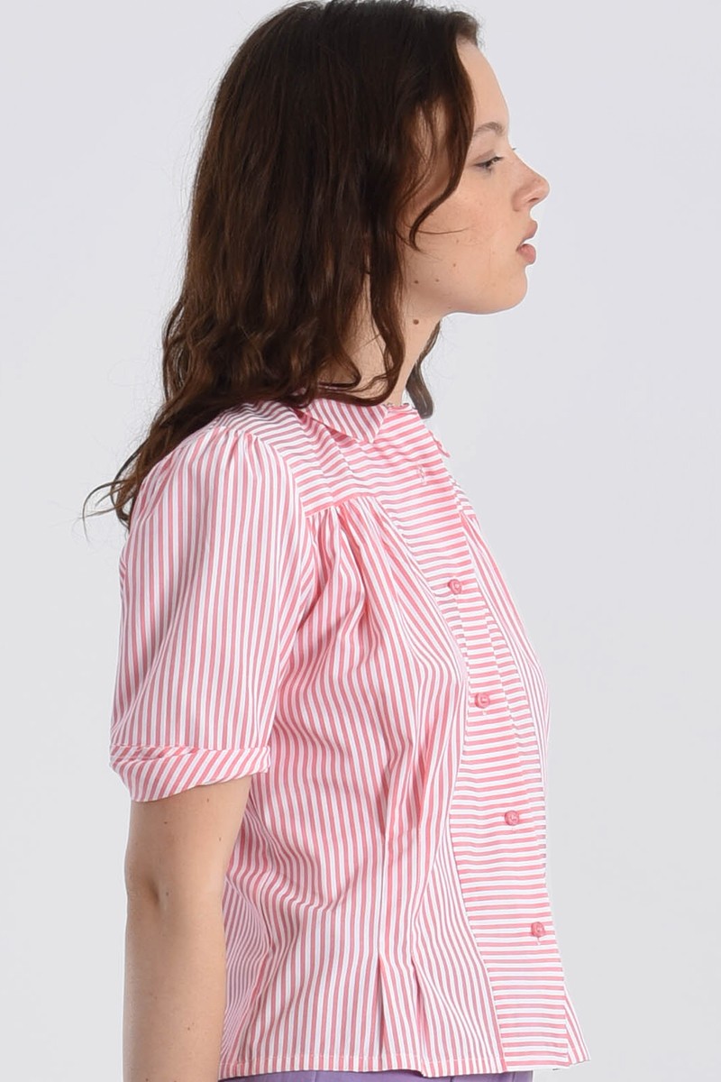 Lili Sidonio Striped Fitted Shirt Coral