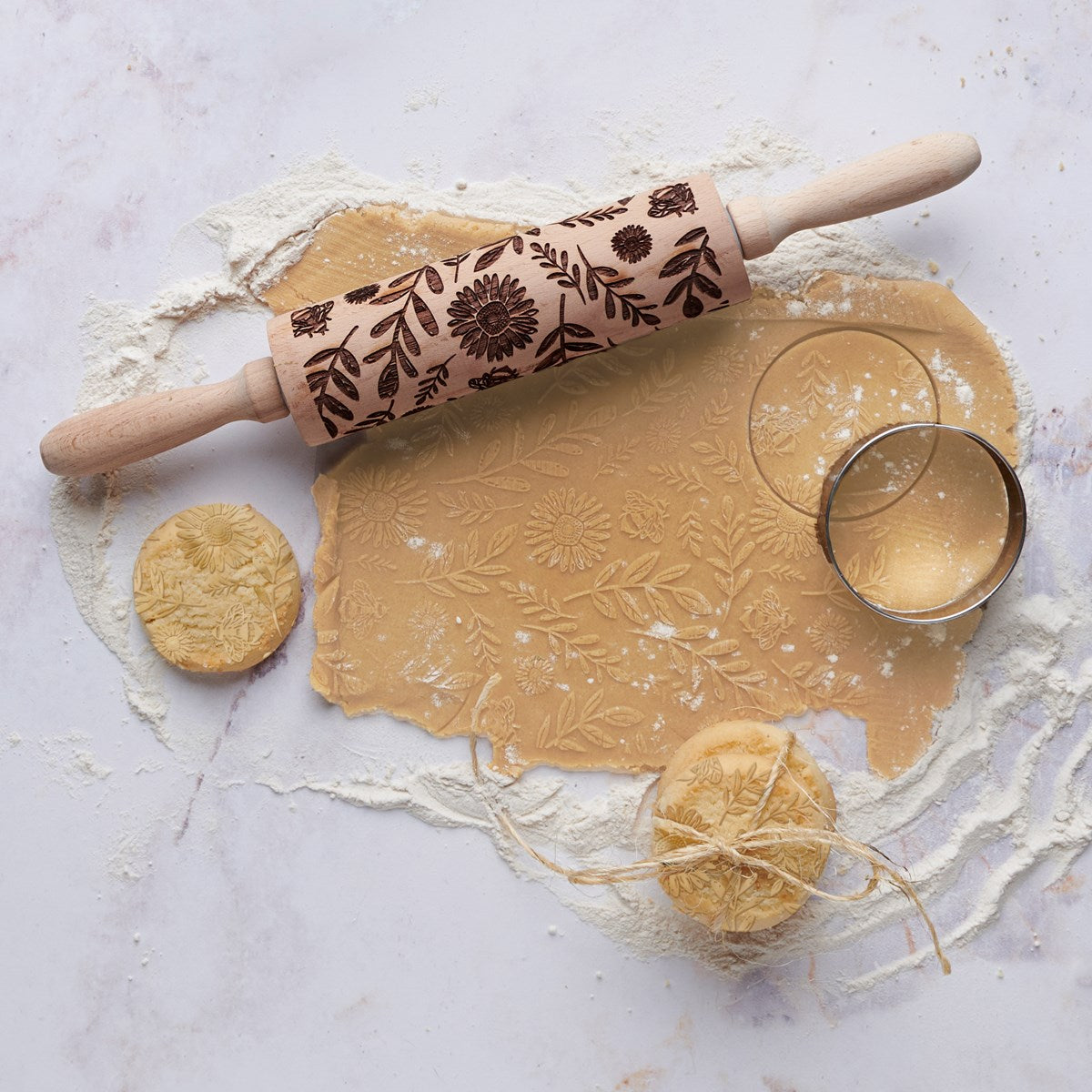 Floral Embossed Rolling Pin