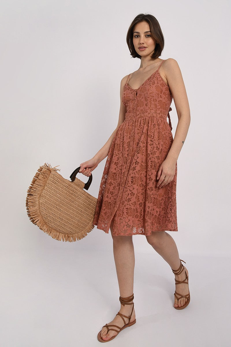 Molly Bracken Front Buttons Lace Dress