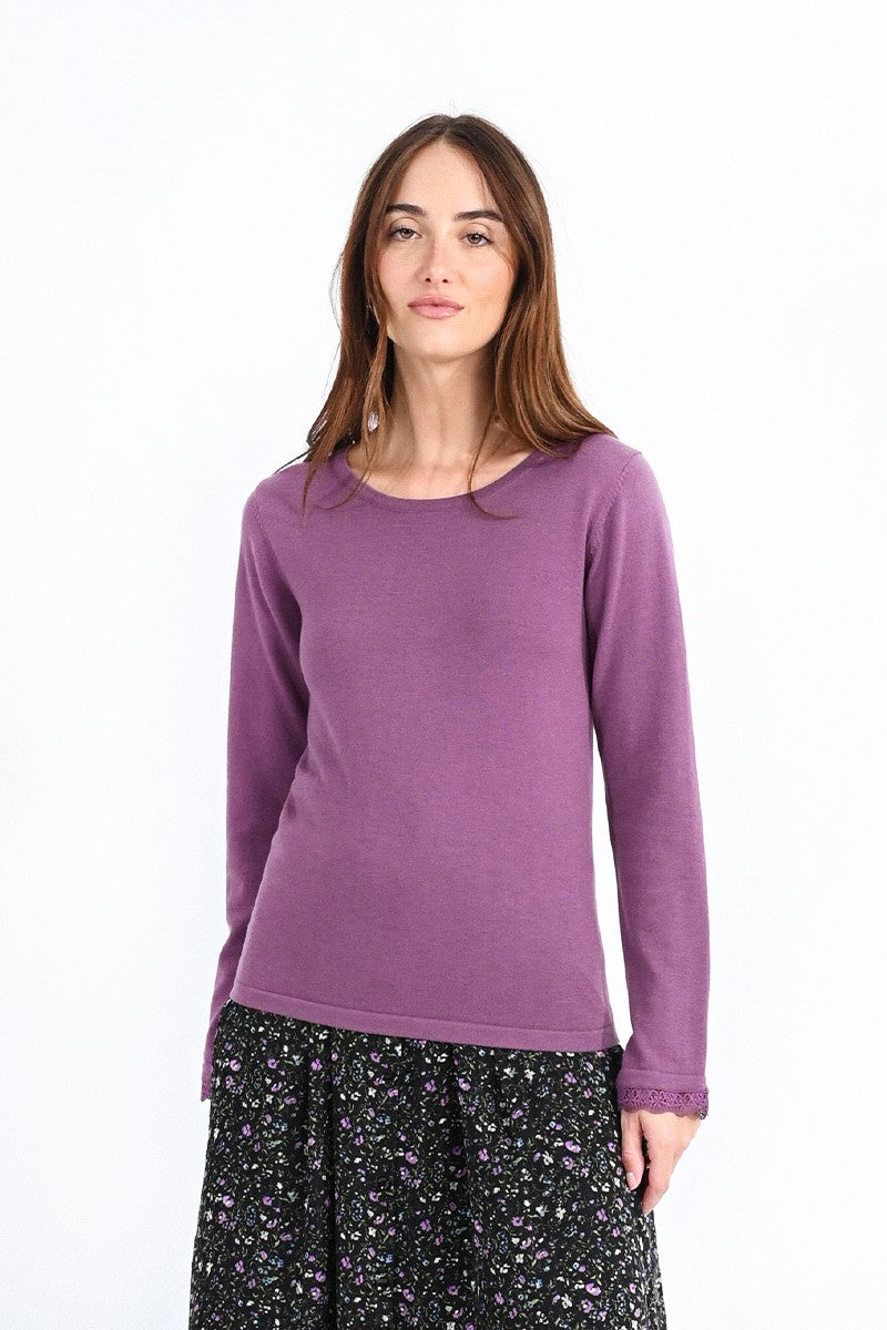 Molly Bracken Sweater With Lace Cuffs