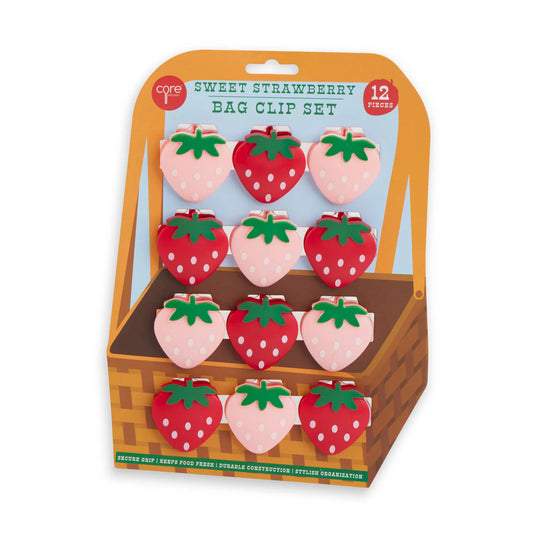 12 Piece Strawberry Bag Clips