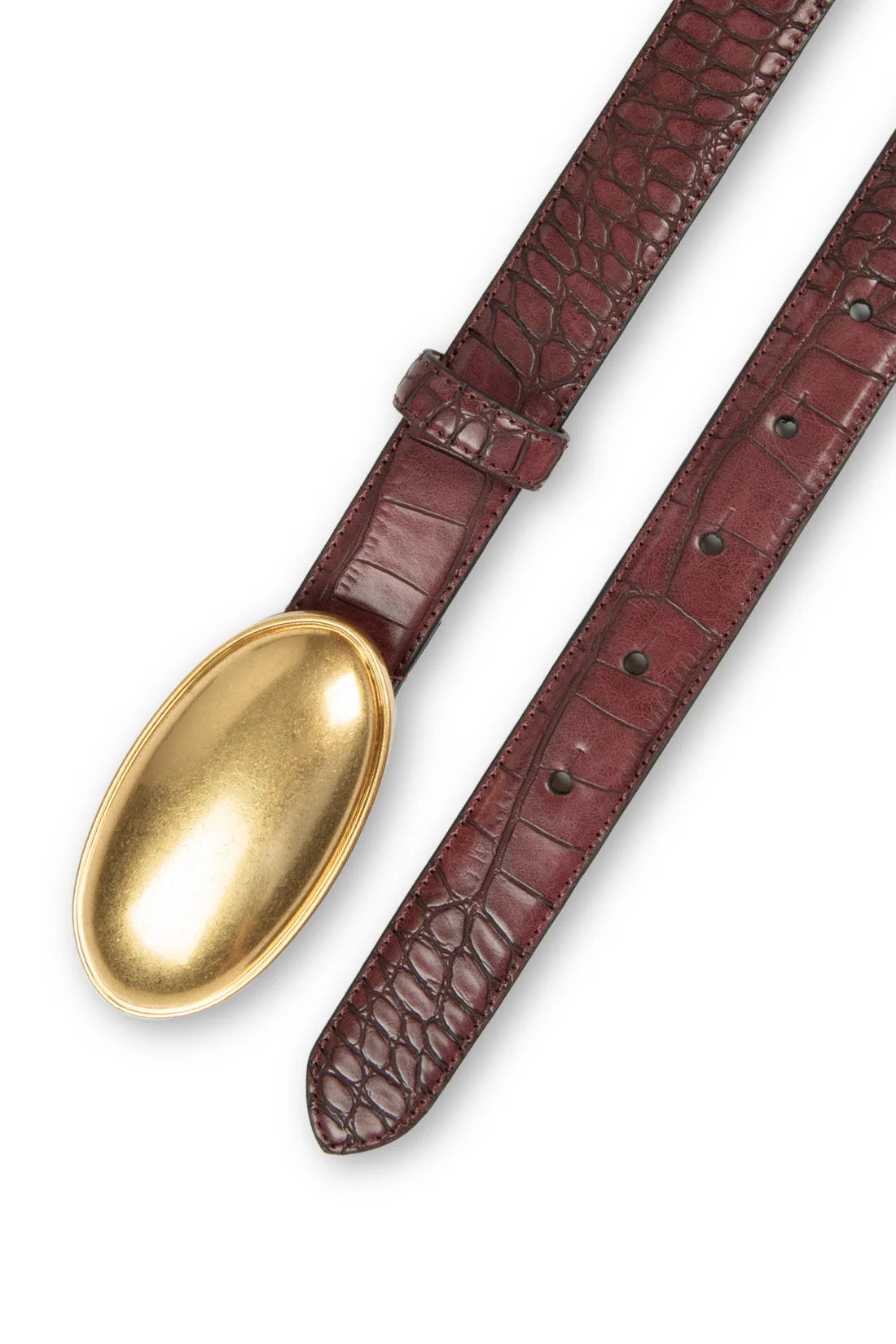 Tribal MARIA - Burgundy Double Croc-Embossed Leather Belt with Oval Plaque