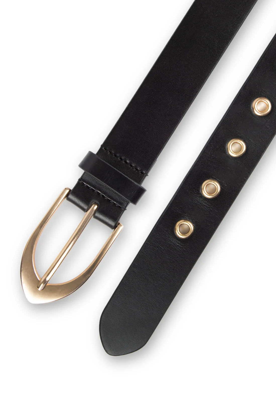 Tribal EMMA - Black Leather Harness Belt with Gold-Tone Grommets