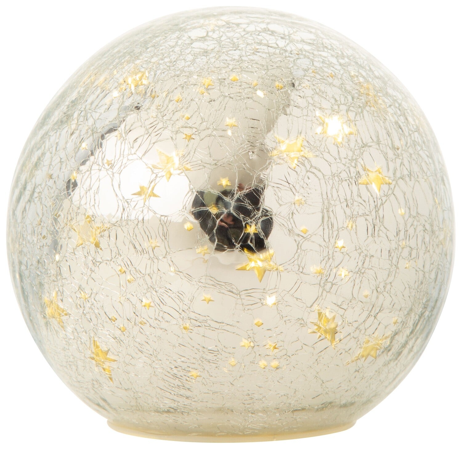 Silver Crackle Glass Globe Table Piece