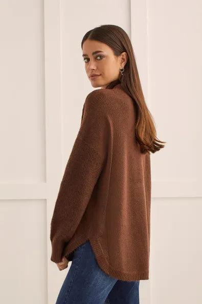Tribal Textured Mock Neck Sweater