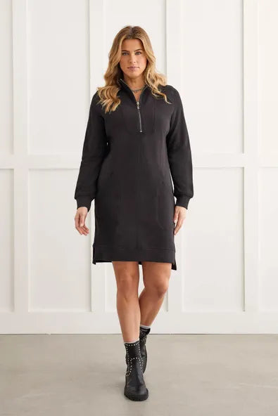 Tribal Sustainable French Terry Mock Neck Dress
