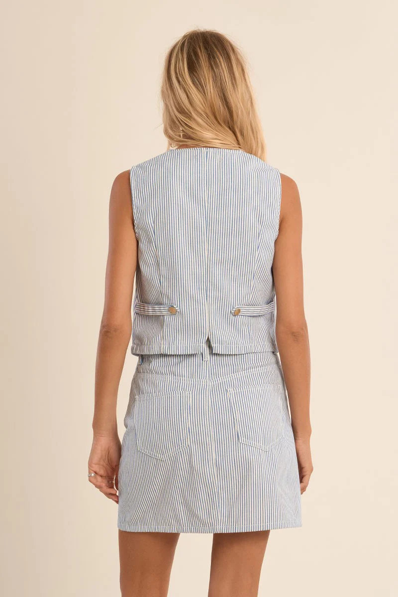 Molly Bracken Striped Denim Vest