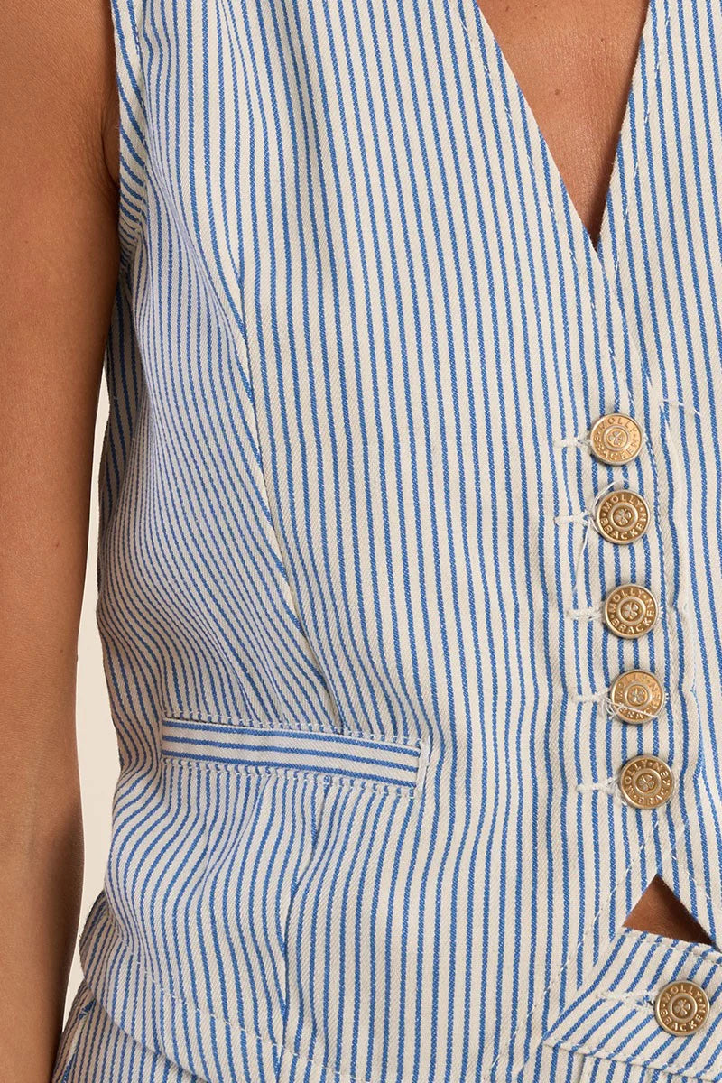 Molly Bracken Striped Denim Vest