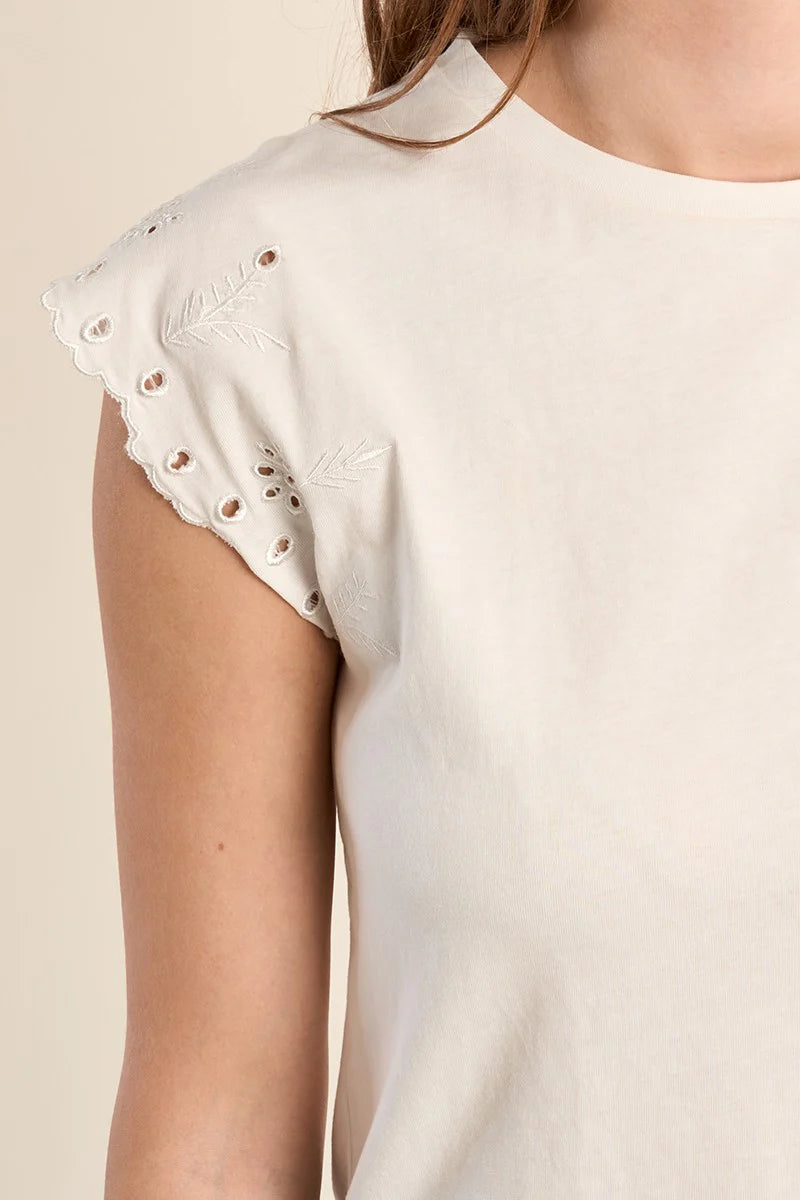 Molly Bracken T-Shirt With Embroidered Sleeves