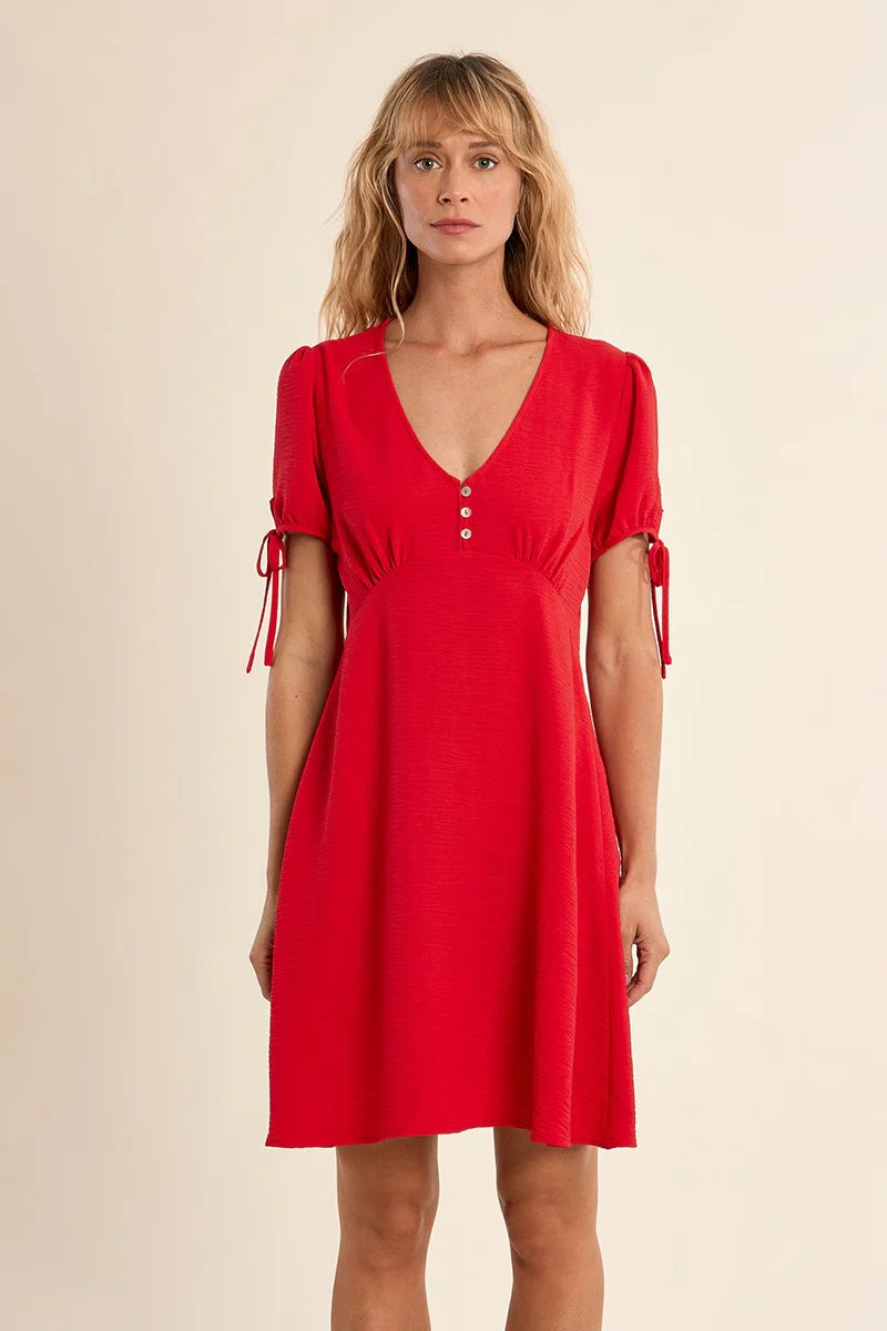 Molly Bracken Short Dress With Knotted Sleeves