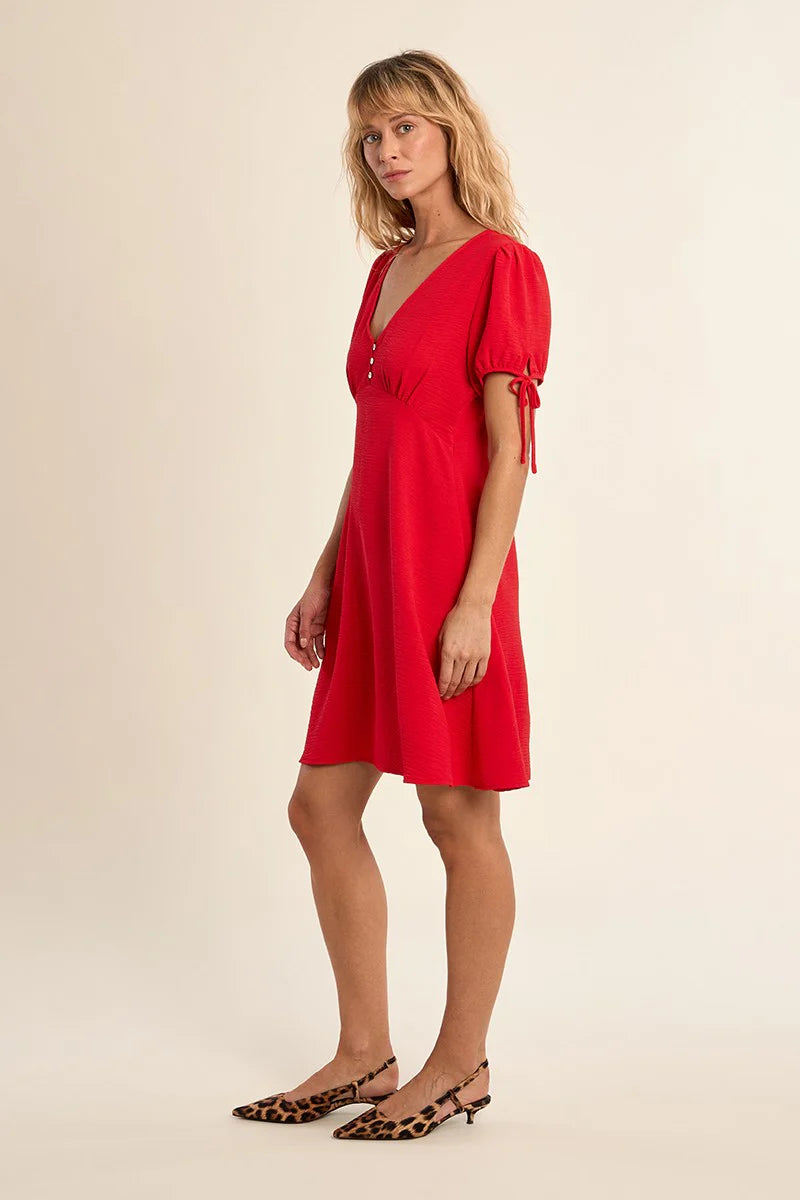 Molly Bracken Short Dress With Knotted Sleeves