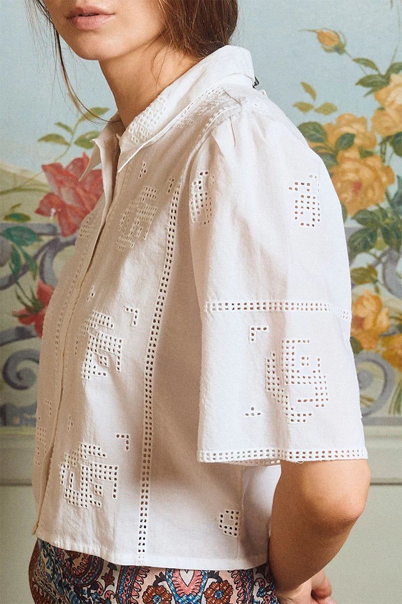 Molly Bracken Openwork Embroidery Cotton Shirt