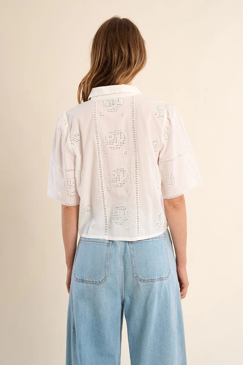 Molly Bracken Openwork Embroidery Cotton Shirt
