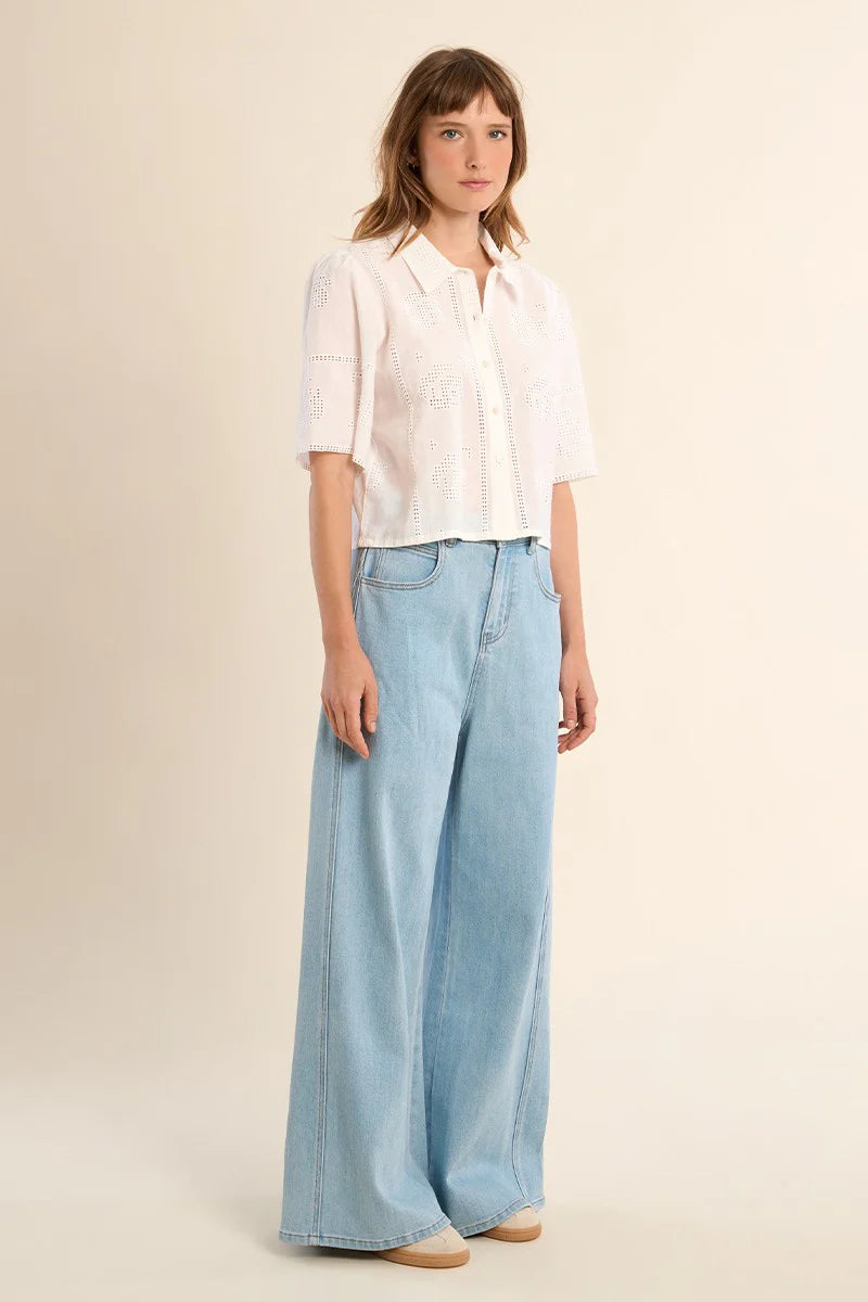 Molly Bracken Openwork Embroidery Cotton Shirt