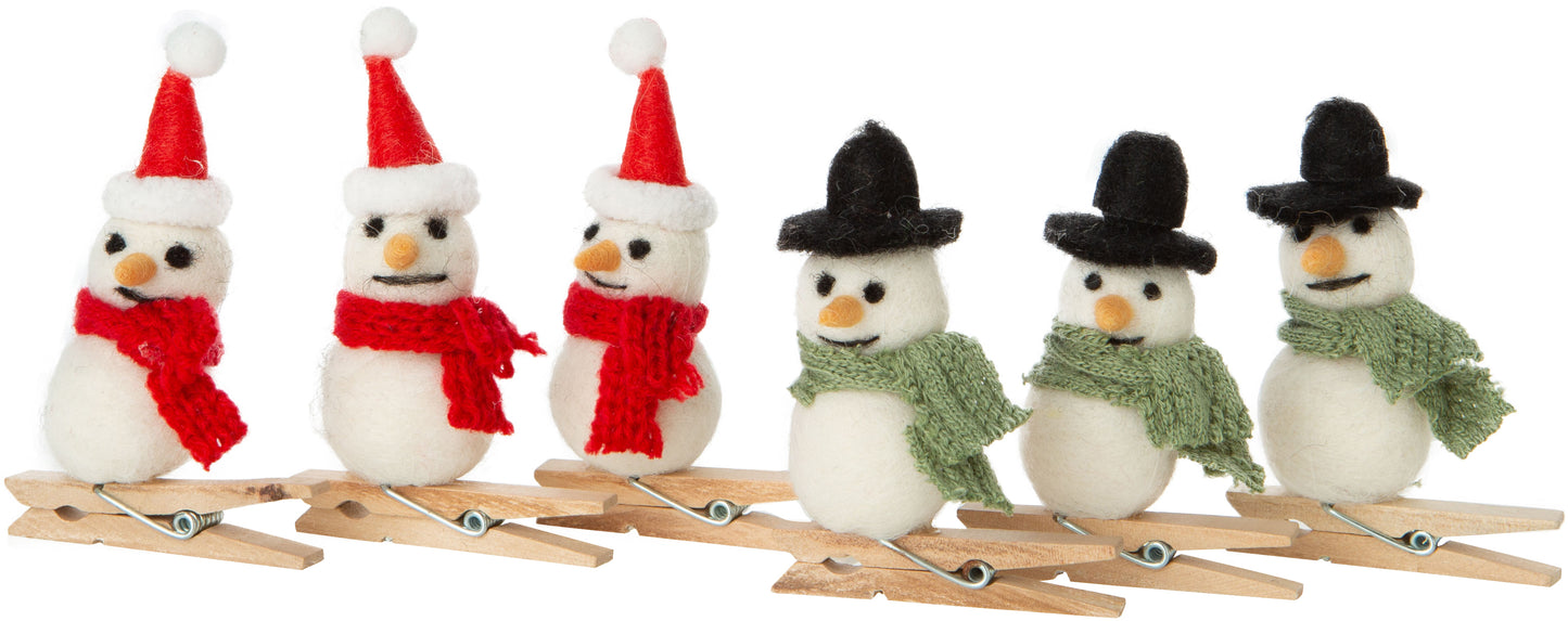 Felt Santa and Snowman Clip-On Ornaments