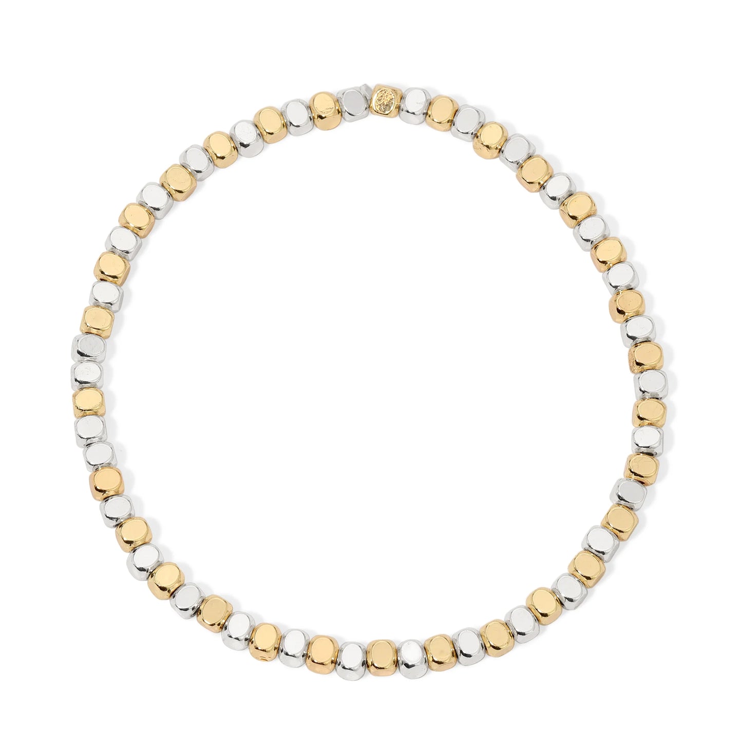 Silver and Gold Mixed Cube Bead Bracelet